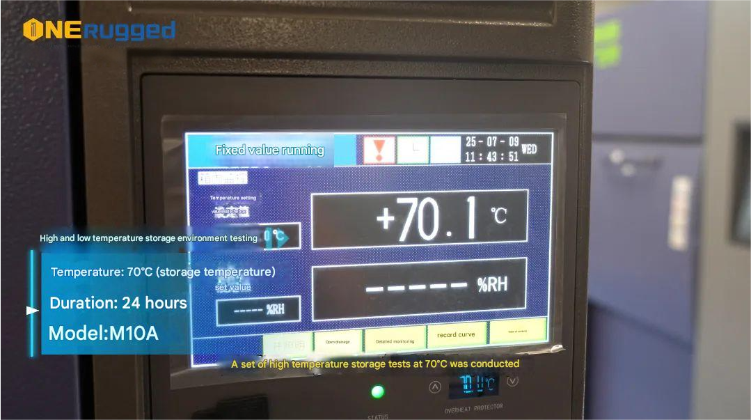 ONErugged’s rugged tablet undergoes a -30°C to 70°C storage test, proving its resilience in extreme conditions.