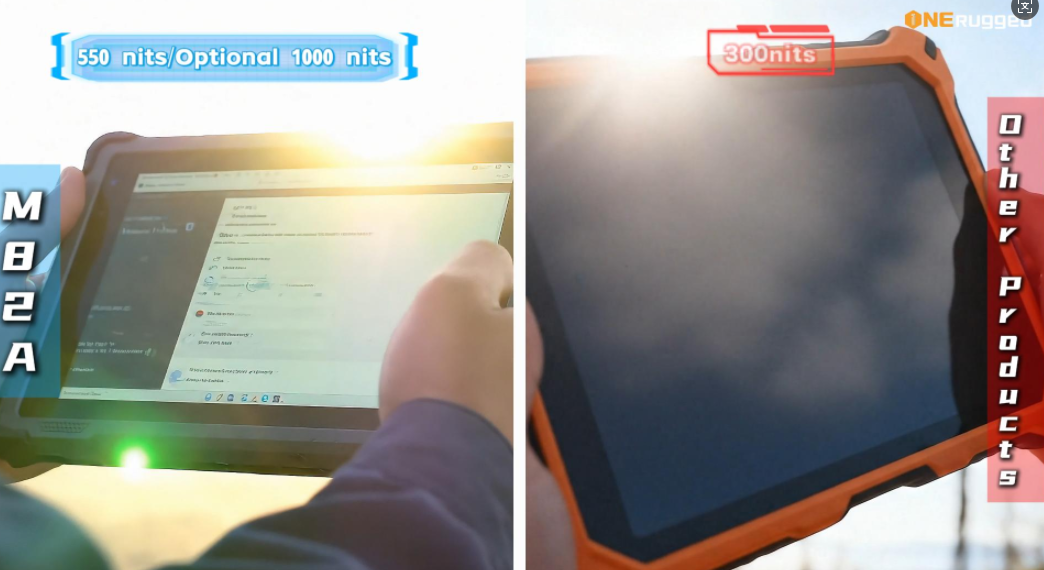 with 550 nits brightness, the M82A offers outstanding visibility under direct sunlight