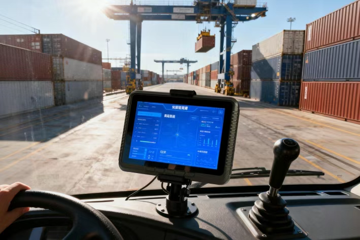 Thanks to its 1000-nit high-brightness display, container numbers, locations, and lifting instructions remain clearly visible even under intense sunlight.