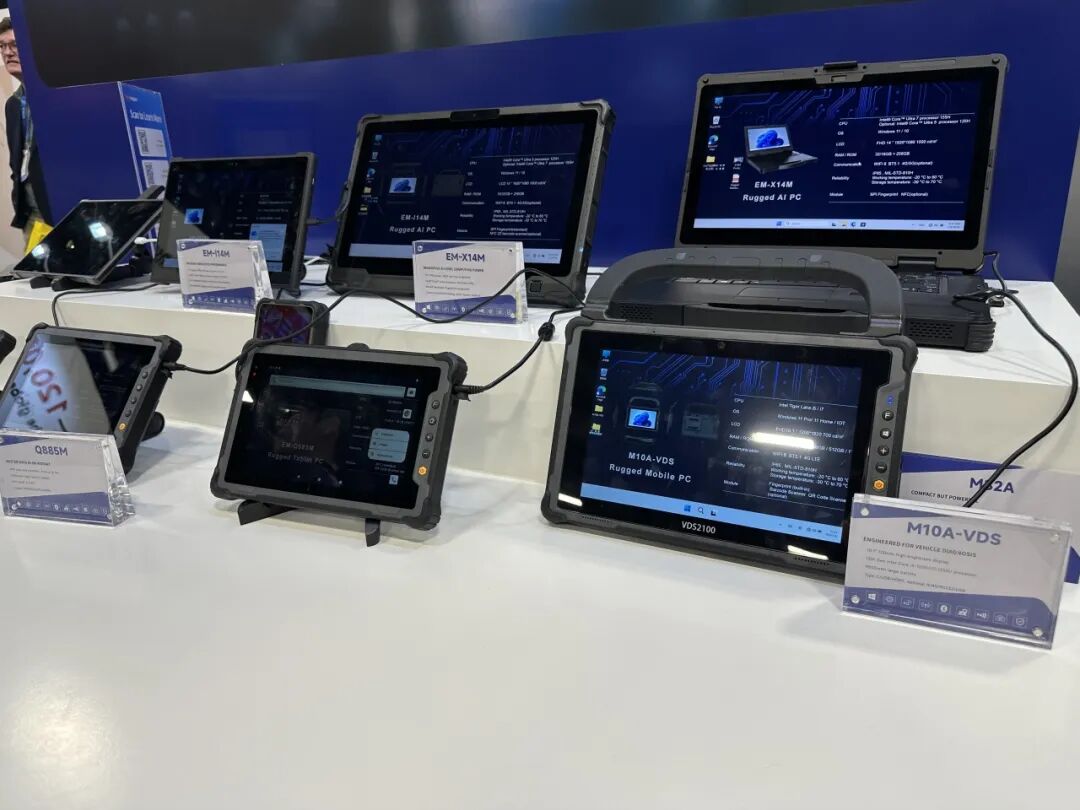 Close-up view of the Onerugged M82A, highlighted as a top contender for the best rugged windows tablet at the exhibition.