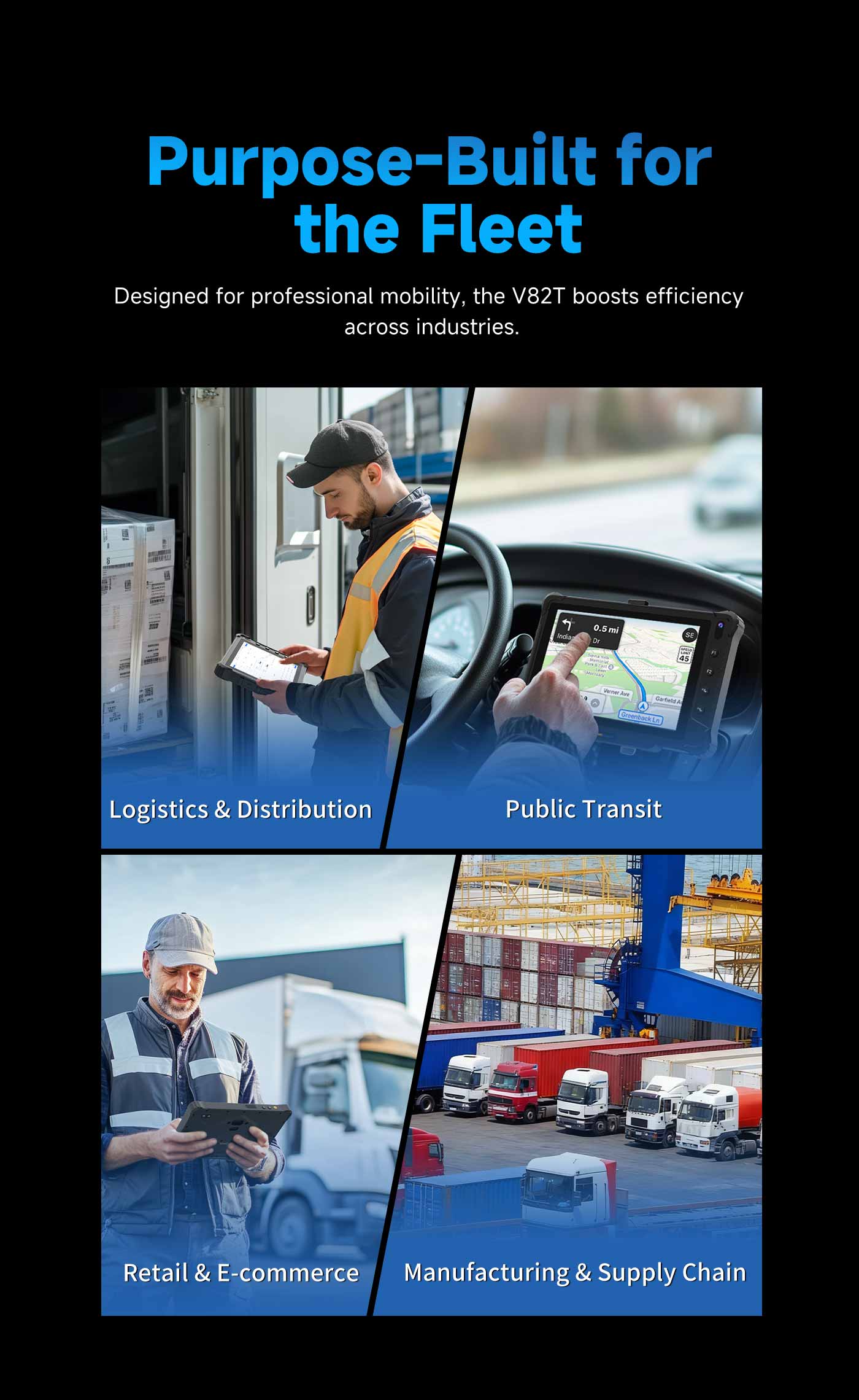 The V82T isn't just a tablet; it is a dedicated tool for the transportation industry