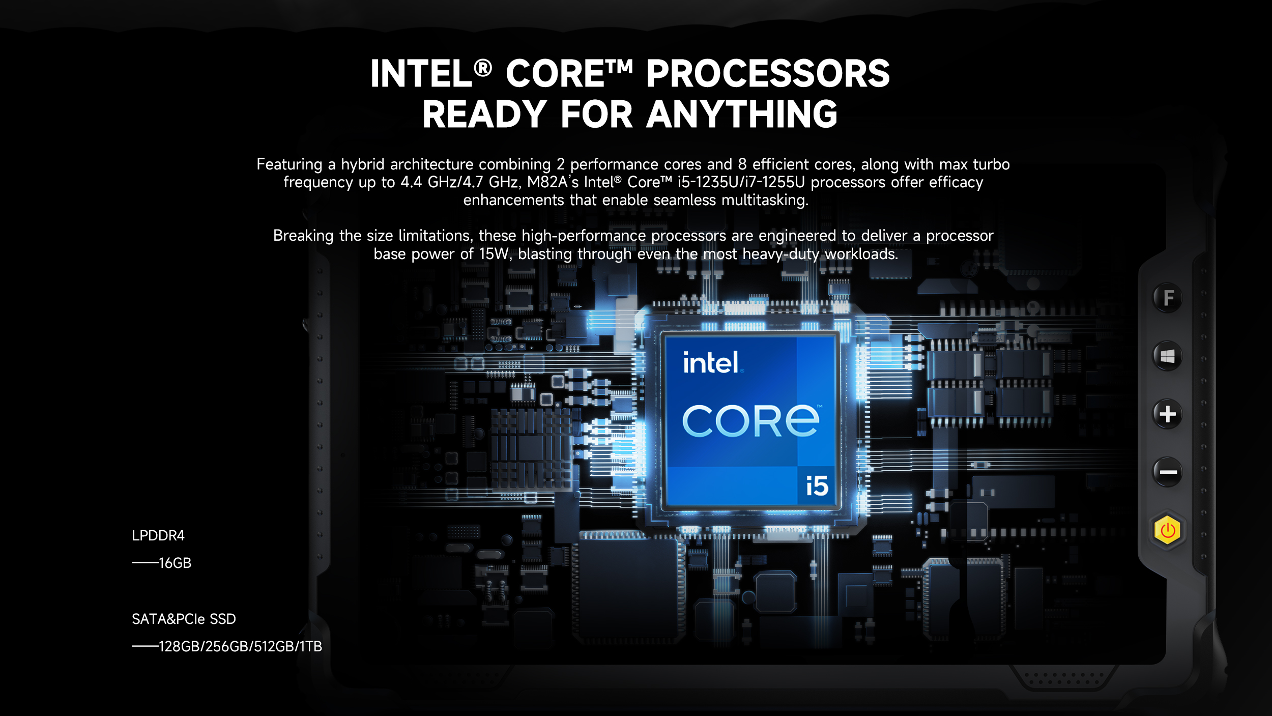 Powered by an Intel Core processor running Windows 11 IoT, the M82A allows field engineers to run desktop-class software directly at the edge Powered by an Intel Core processor running Windows 11 IoT, the M82A allows field engineers to run desktop-class software directly at the edge
