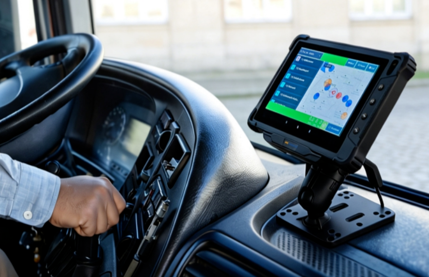 Drivers can monitor connection status and tour progress in real time via an intuitive 8-inch touchscreen interface Drivers can monitor connection status and tour progress in real time via an intuitive 8-inch touchscreen interface