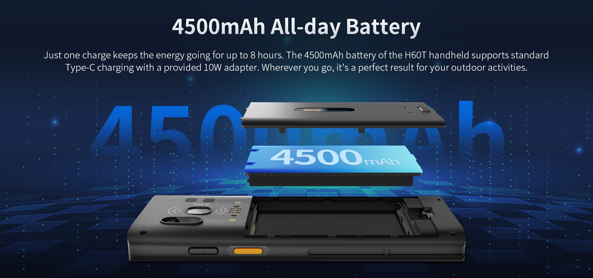 ruggedized handheld with 4500mAh battery
