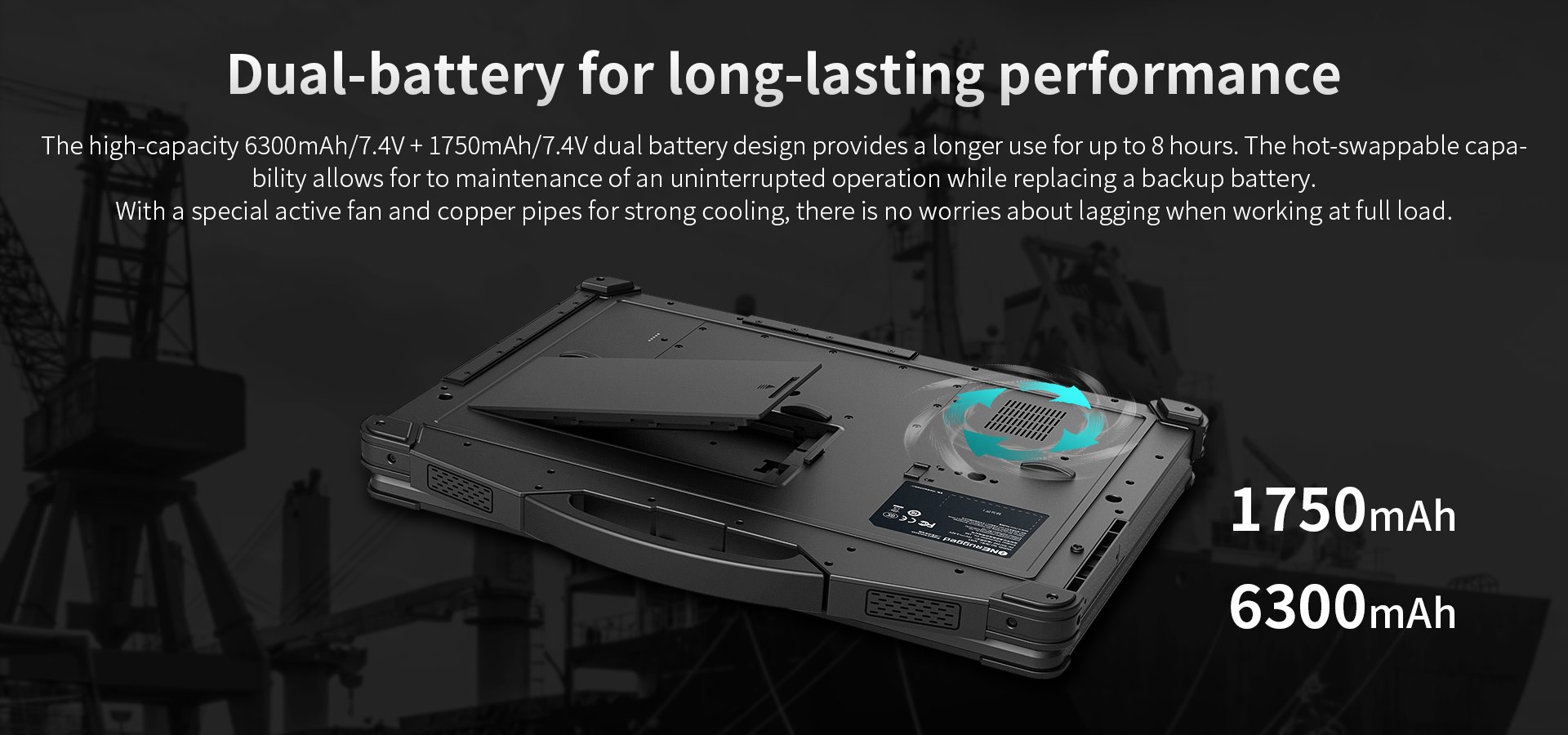 ruggedized notebook with dual battery