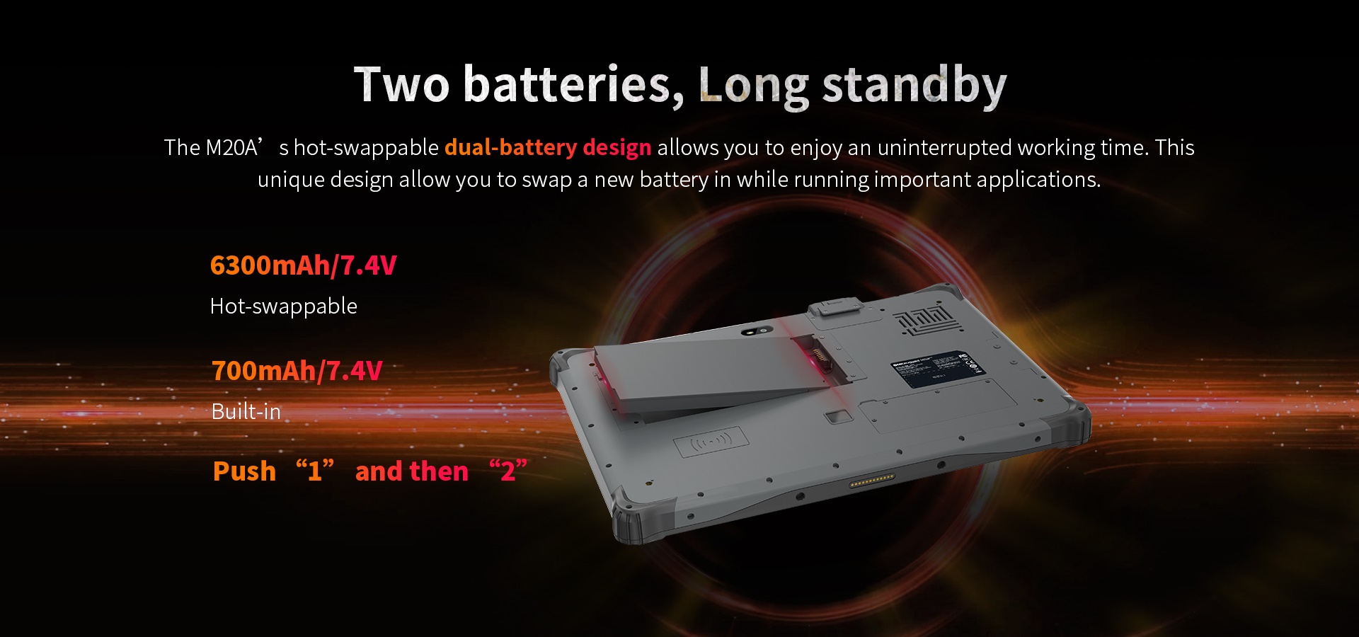 rugged tablet with hot swappable dual battery