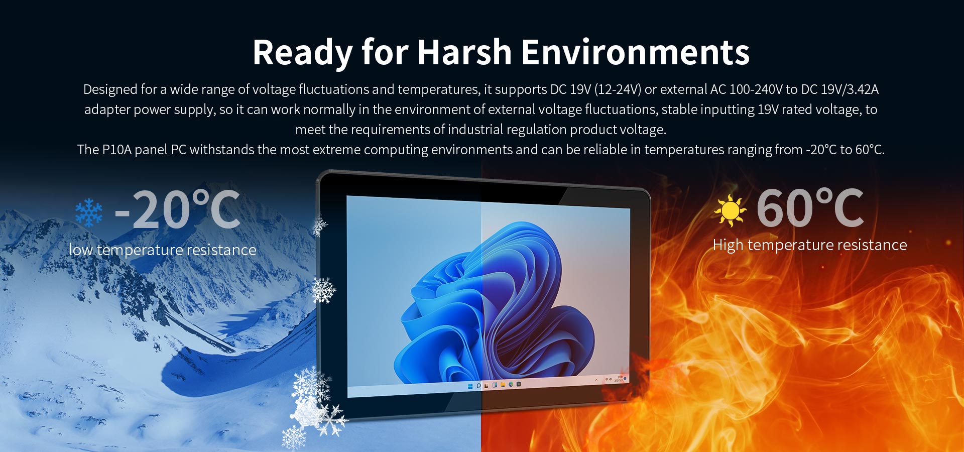rugged tablet for -20°C to 60°C operation