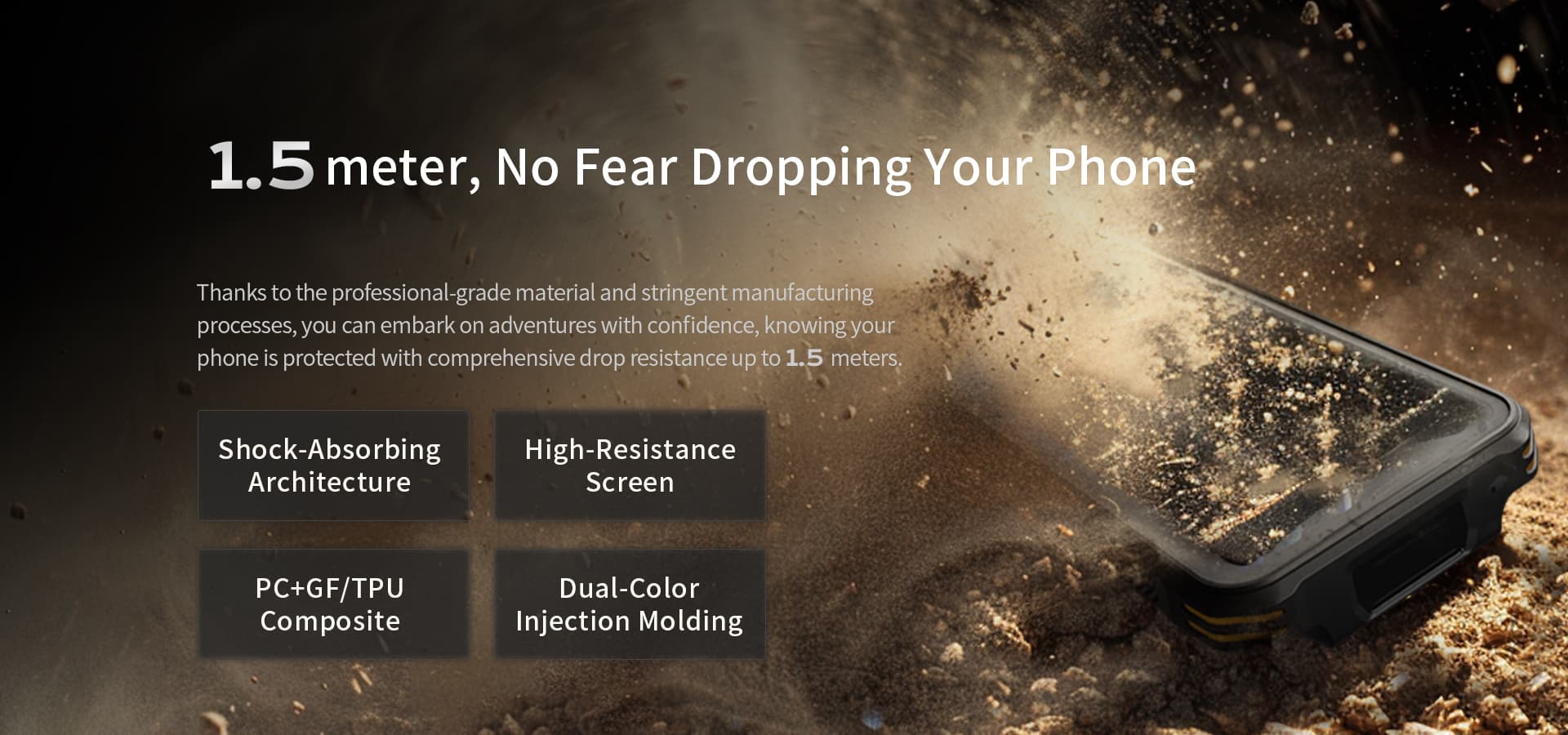 ruggedized tablet with comprehensive drop resistance up to 1.5 meters