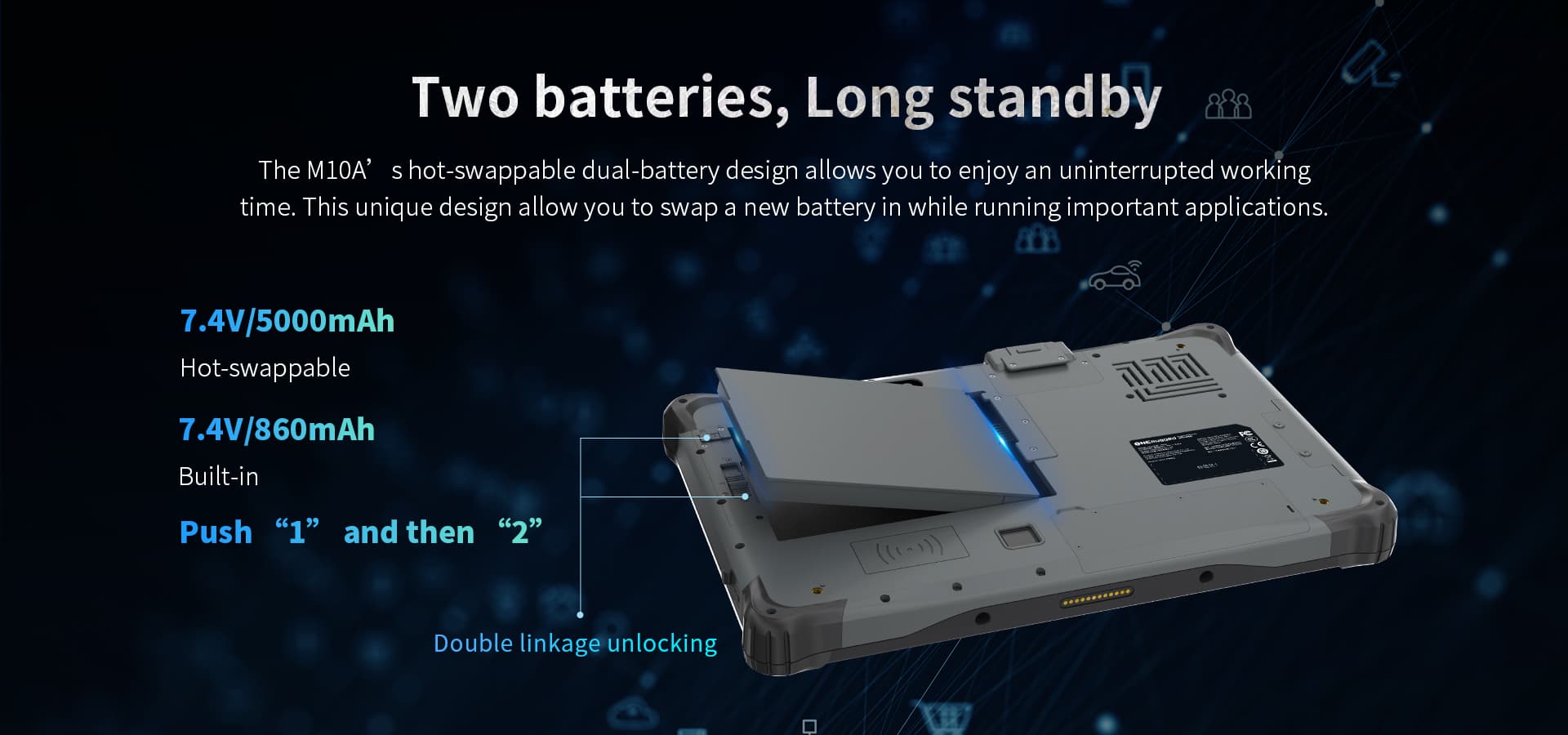 rugged tablet pc with dual battery