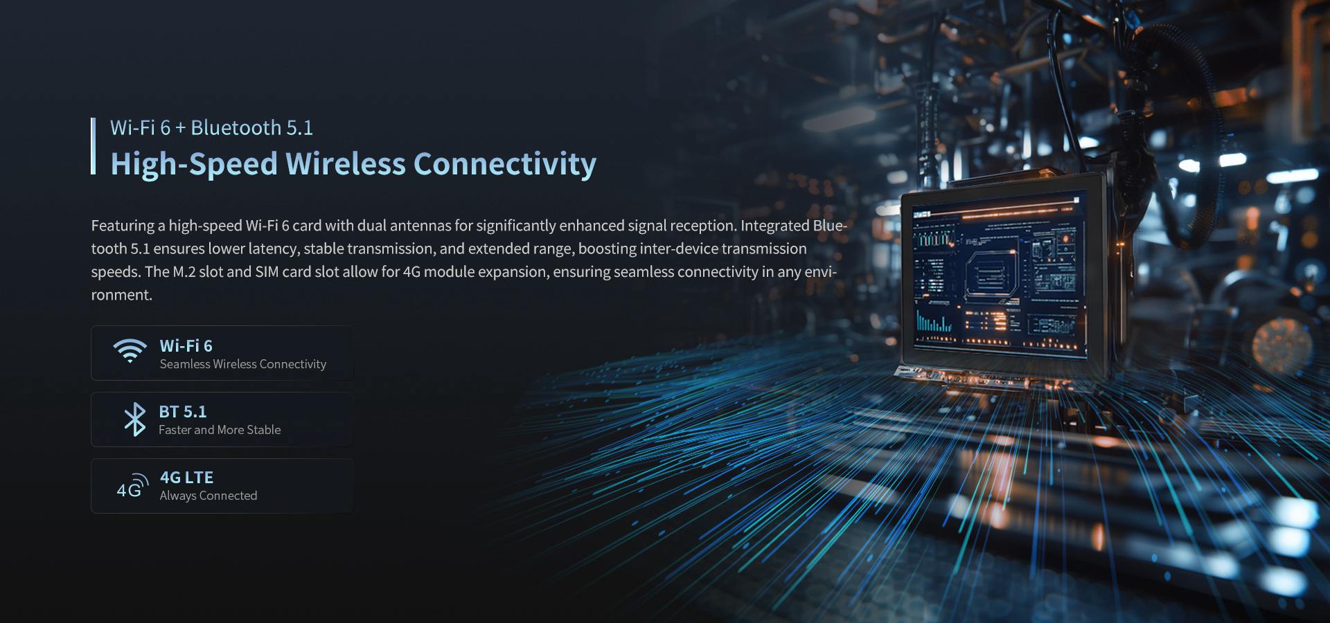 Wi-Fi 6 and Bluetooth 5.1 in industrial panel pc