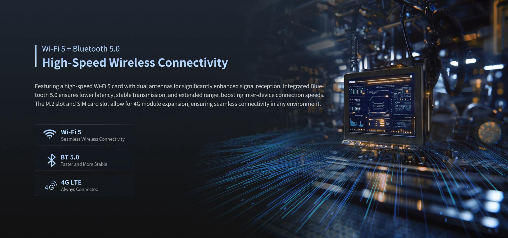 high speed wireless connectivity rugged panel pc