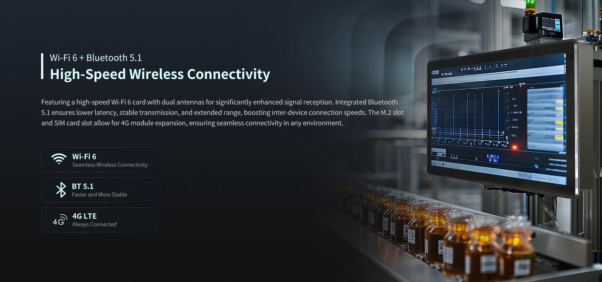 wi-fi 6 and bluetooth 5.1 in a industrial panel pc