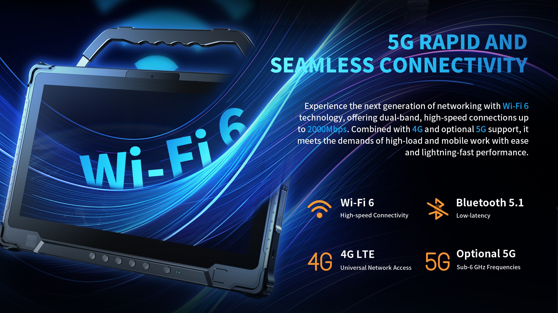 rugged industrial tablet with wi-fi 6 technology