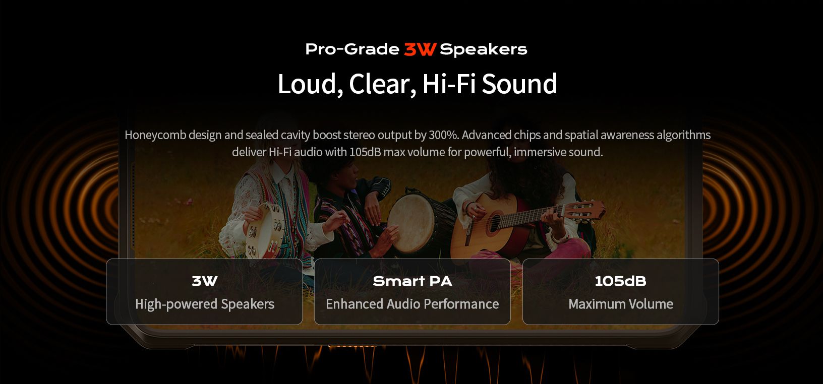 rugged phone with 105dB max volume for powerful