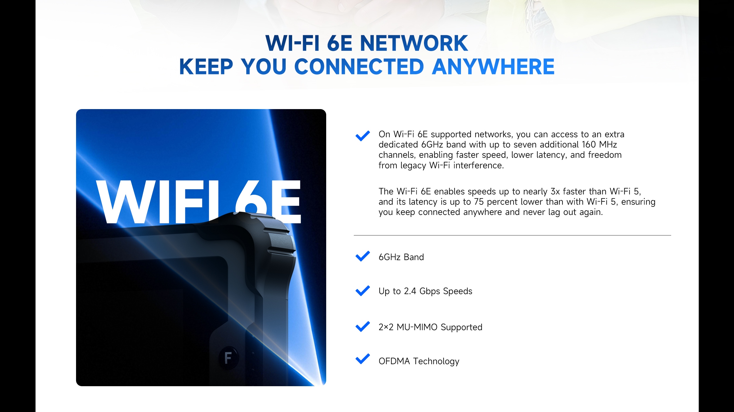 WI-FI6E NETWORKKEEP YOU CONNECTED ANYWHERE