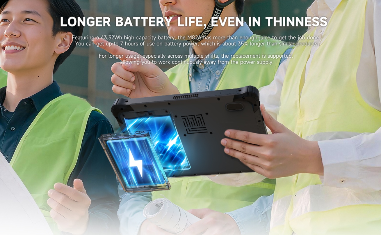hot-swappable rugged tablet battery and long battery life industrial Windows tablet