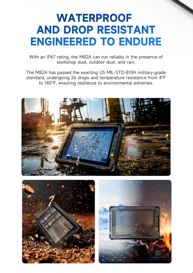 wide temperature M82A field tablet with military-grade durable design