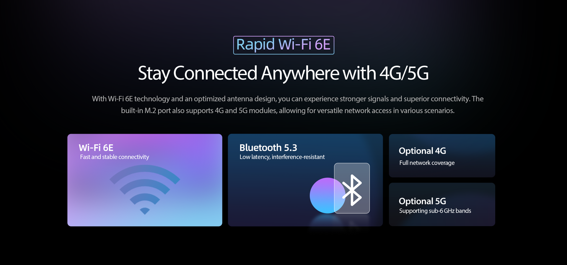 N15M rugged AI PC stay connected with 4G 5G and Rapid Wi-Fi 6E technology for industrial mobile data access
