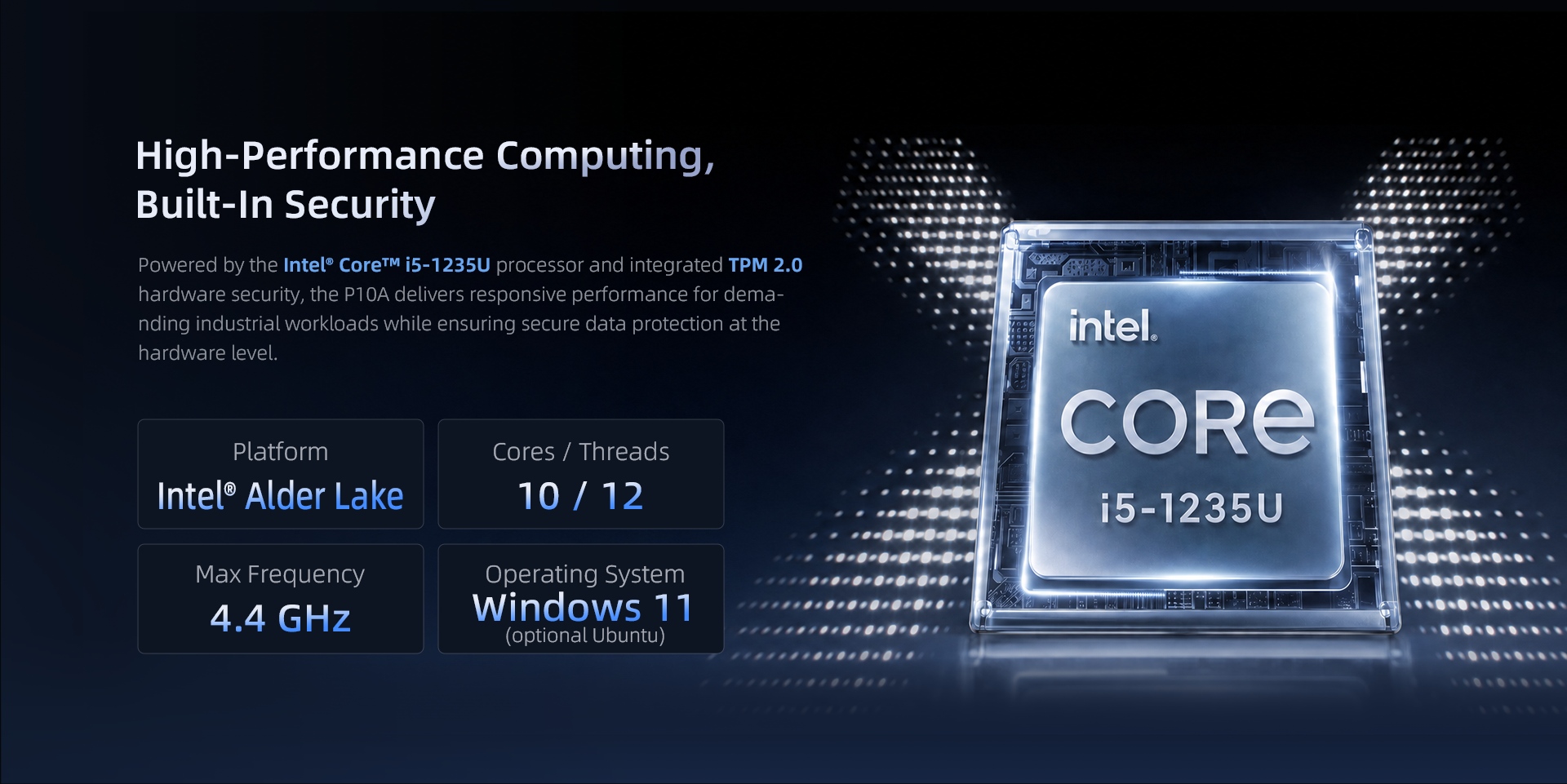 P10A featuring Intel Core i5-1235U processor and TPM 2.0 security
